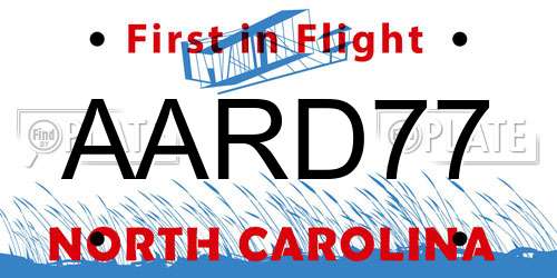 AARD77 North Carolina License Plate