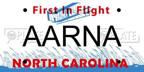 AARNA North Carolina License Plate