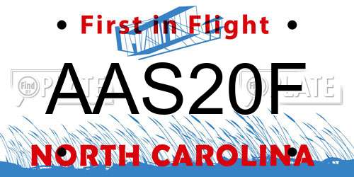 AAS20F North Carolina License Plate