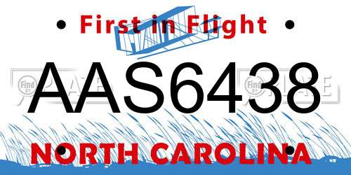AAS6438 North Carolina License Plate