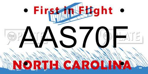AAS70F North Carolina License Plate