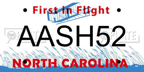 AASH52 North Carolina License Plate