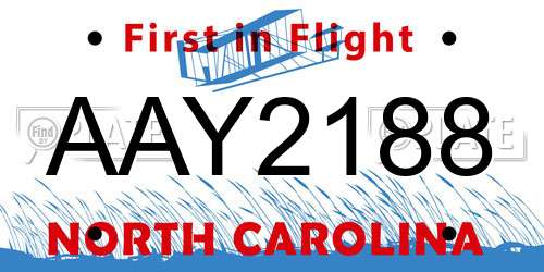 AAY2188 North Carolina License Plate