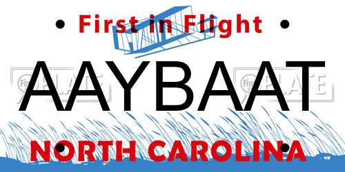 AAYBAAT North Carolina License Plate