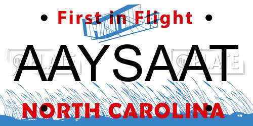 AAYSAAT North Carolina License Plate