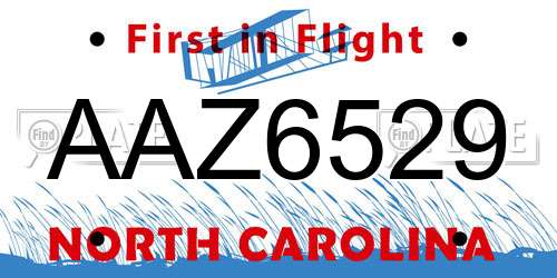 AAZ6529 North Carolina License Plate