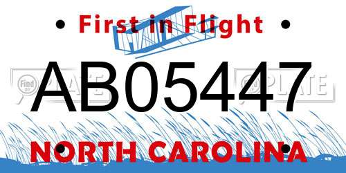 AB05447 North Carolina License Plate