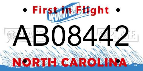 AB08442 North Carolina License Plate