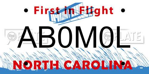 AB0M0L North Carolina License Plate