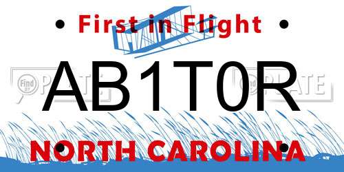 AB1T0R North Carolina License Plate