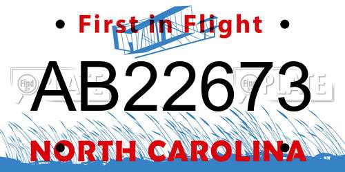 AB22673 North Carolina License Plate