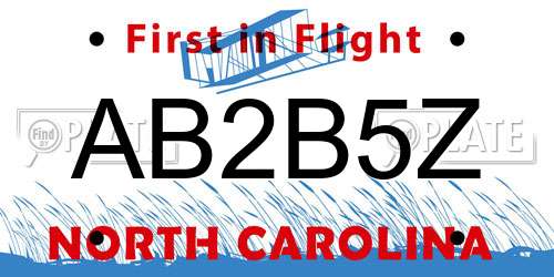 AB2B5Z North Carolina License Plate