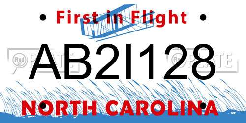 AB2I128 North Carolina License Plate