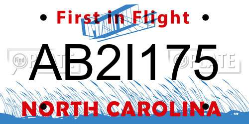 AB2I175 North Carolina License Plate