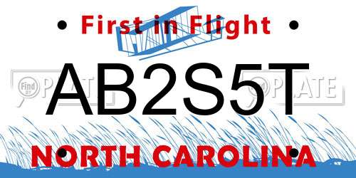 AB2S5T North Carolina License Plate