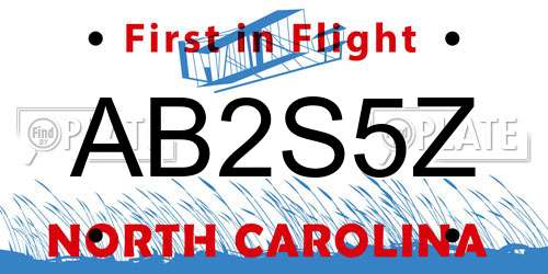 AB2S5Z North Carolina License Plate