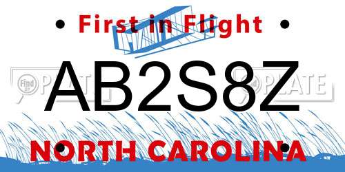 AB2S8Z North Carolina License Plate