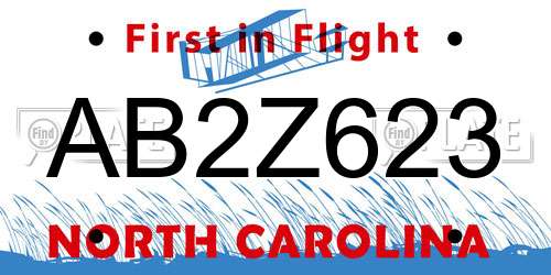AB2Z623 North Carolina License Plate