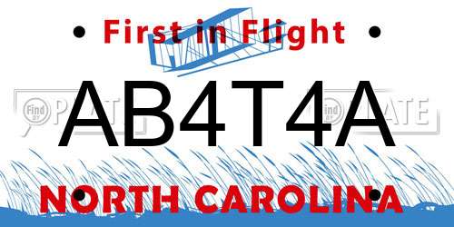 AB4T4A North Carolina License Plate