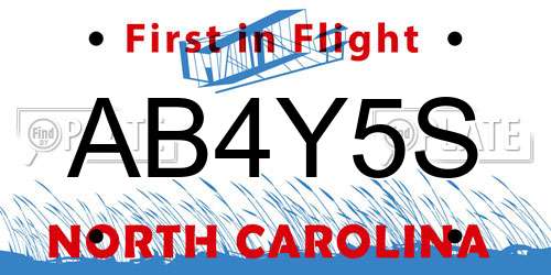 AB4Y5S North Carolina License Plate