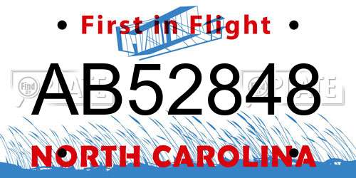 AB52848 North Carolina License Plate