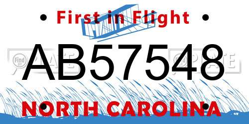 AB57548 North Carolina License Plate