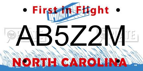 AB5Z2M North Carolina License Plate