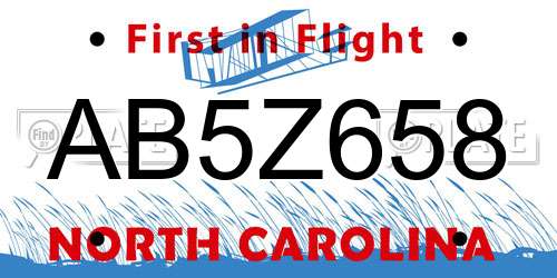 AB5Z658 North Carolina License Plate