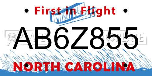 AB6Z855 North Carolina License Plate