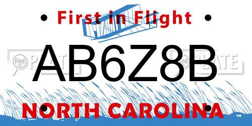 AB6Z8B North Carolina License Plate