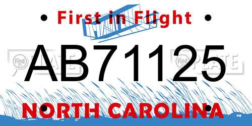AB71125 North Carolina License Plate
