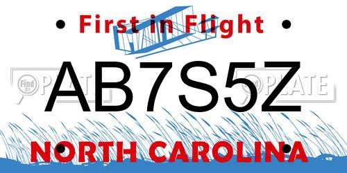AB7S5Z North Carolina License Plate