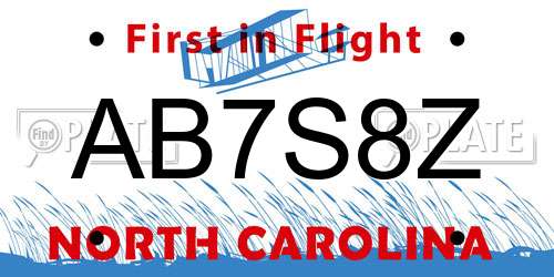 AB7S8Z North Carolina License Plate