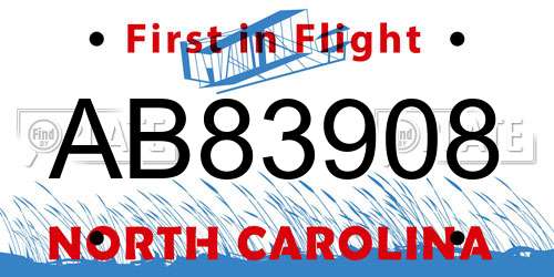 AB83908 North Carolina License Plate