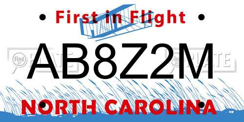 AB8Z2M North Carolina License Plate