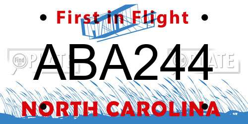ABA244 North Carolina License Plate