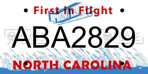 ABA2829 North Carolina License Plate