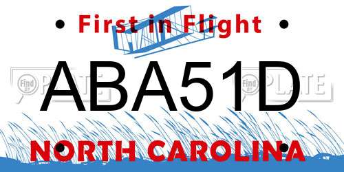 ABA51D North Carolina License Plate