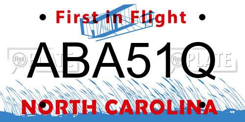 ABA51Q North Carolina License Plate