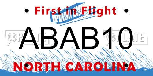 ABAB10 North Carolina License Plate