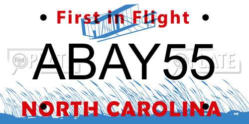 ABAY55 North Carolina License Plate