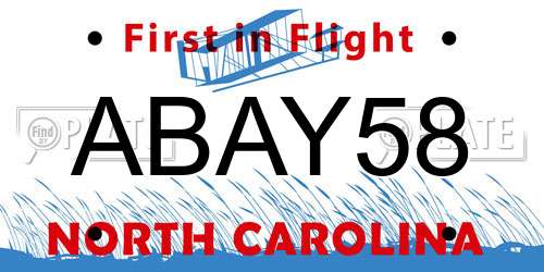 ABAY58 North Carolina License Plate