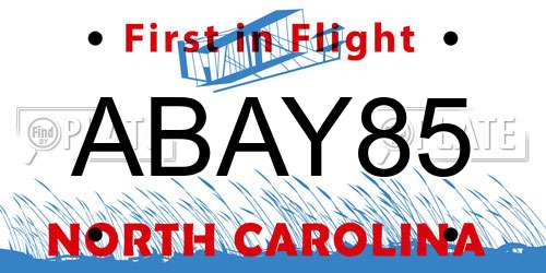 ABAY85 North Carolina License Plate