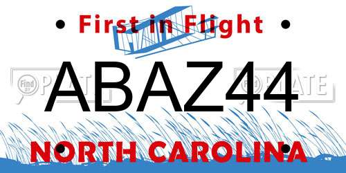 ABAZ44 North Carolina License Plate