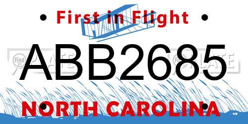 ABB2685 North Carolina License Plate