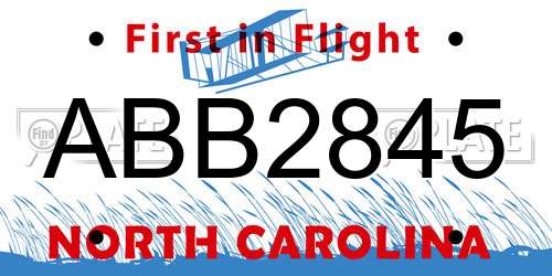 ABB2845 North Carolina License Plate