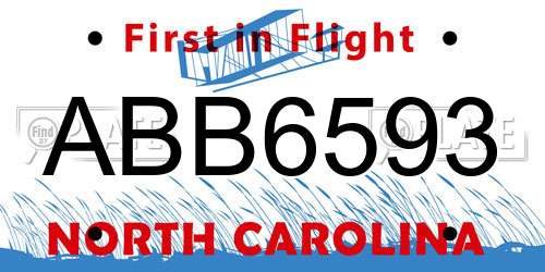 ABB6593 North Carolina License Plate