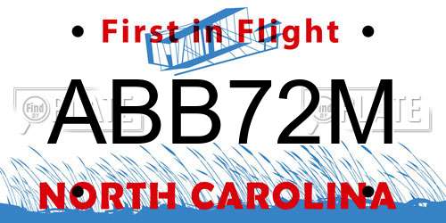 ABB72M North Carolina License Plate