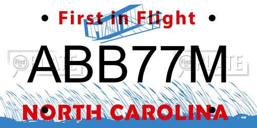 ABB77M North Carolina License Plate