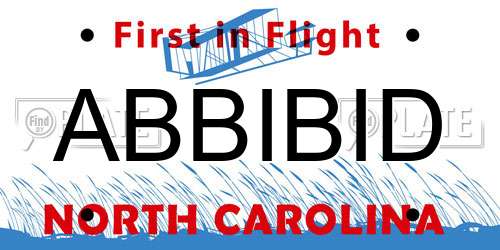 ABBIBID North Carolina License Plate